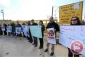 تظاهرات خبرنگاران فلسطینی مقابل زندان عوفر اسراییل