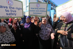 اعتراض زنان فلسطینی نسبت به تاخیر در بازسازی غزه