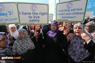 اعتراض زنان فلسطینی نسبت به تاخیر در بازسازی غزه