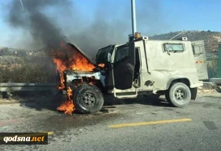 یک خودروی زرهی ارتش اسرائیل به آتش کشیده شد