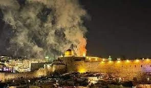Trees in Al-Aqsa Mosque caught on fire