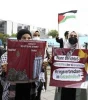Palestinians in Germany demonstrated in Berlin against bias of the German media towards Israel in covering the recent Israeli aggression on the Palestinian territories.