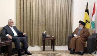 Hamas politburo chief Haniyeh meets Hezbollah leader Nasrallah in Beirut