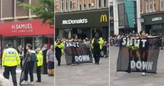 Pro-Palestinian activist disrupts a military parade in Leicester