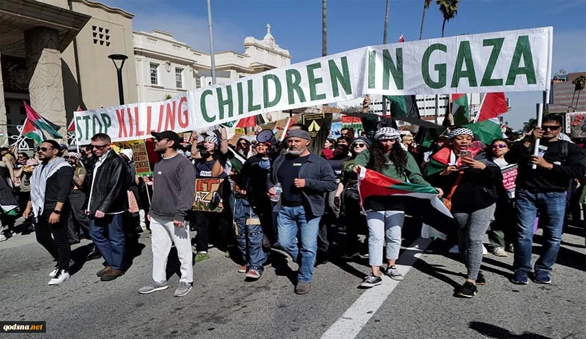 تظاهرة في لوس انجلوس تضامنا مع فلسطين ومطالبة بوقف العدوان  2