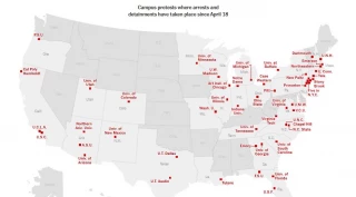Where protesters on US campuses have been arrested or detained