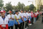 مراسم استقبال از خانواده‌های شهدا و بازماندگان مظلوم غزه در میدان فلسطین تهران 3