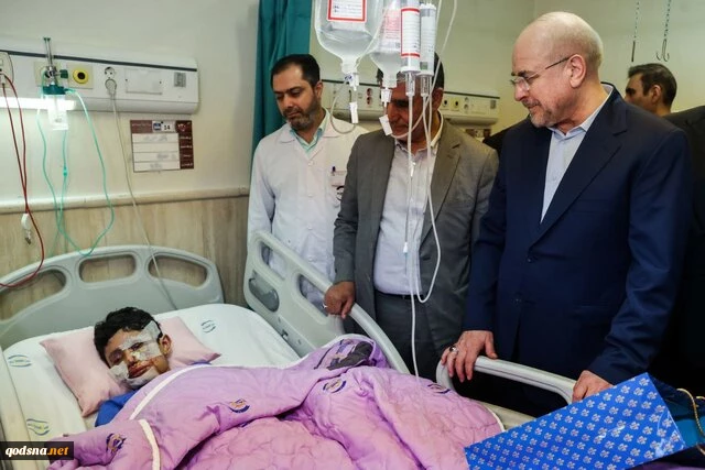 قاليباف يزور جرحى جرائم الكيان الصهيوني الأخيرة في لبنان بمستشفى في طهران 2