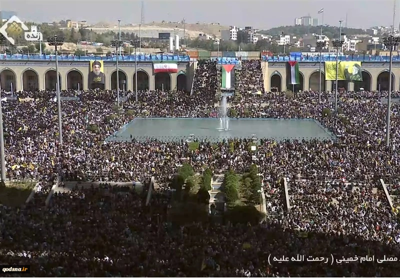 بدء مراسم تأبين الشهيد نصر الله في مصلى طهران  2