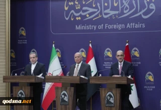 وزير الخارجية الإيراني في مؤتمر صحفي مع نظيره العراقي والسوري: رسالة الاجتماع اليوم هي دعم سورية