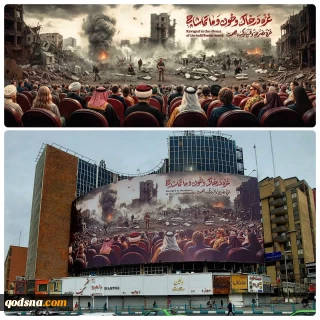Tehran's Valiasr Sq mural slams world silence on Zionists’ crimes