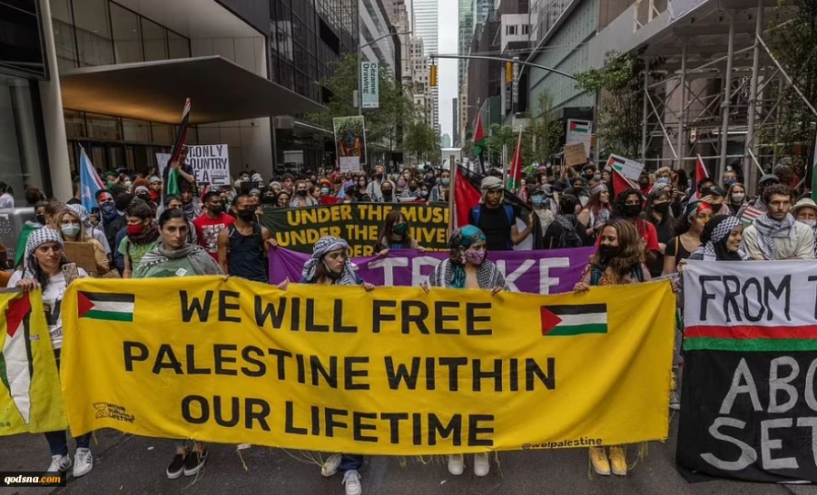 Pro-Palestinian protesters burn Israeli flag in New York 2