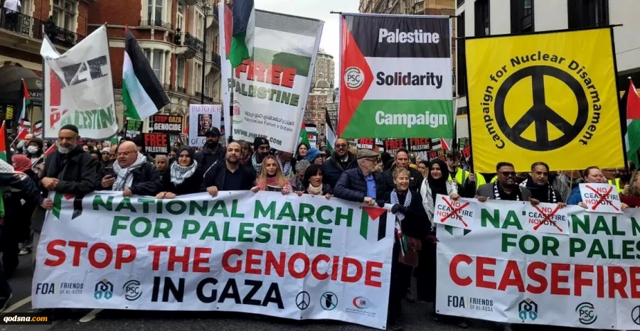 انصار فلسطين يملؤون شوارع لندن للاسبوع الـ 19 رفضا للحرب واستنكارا لجرائم الصهاينة 2