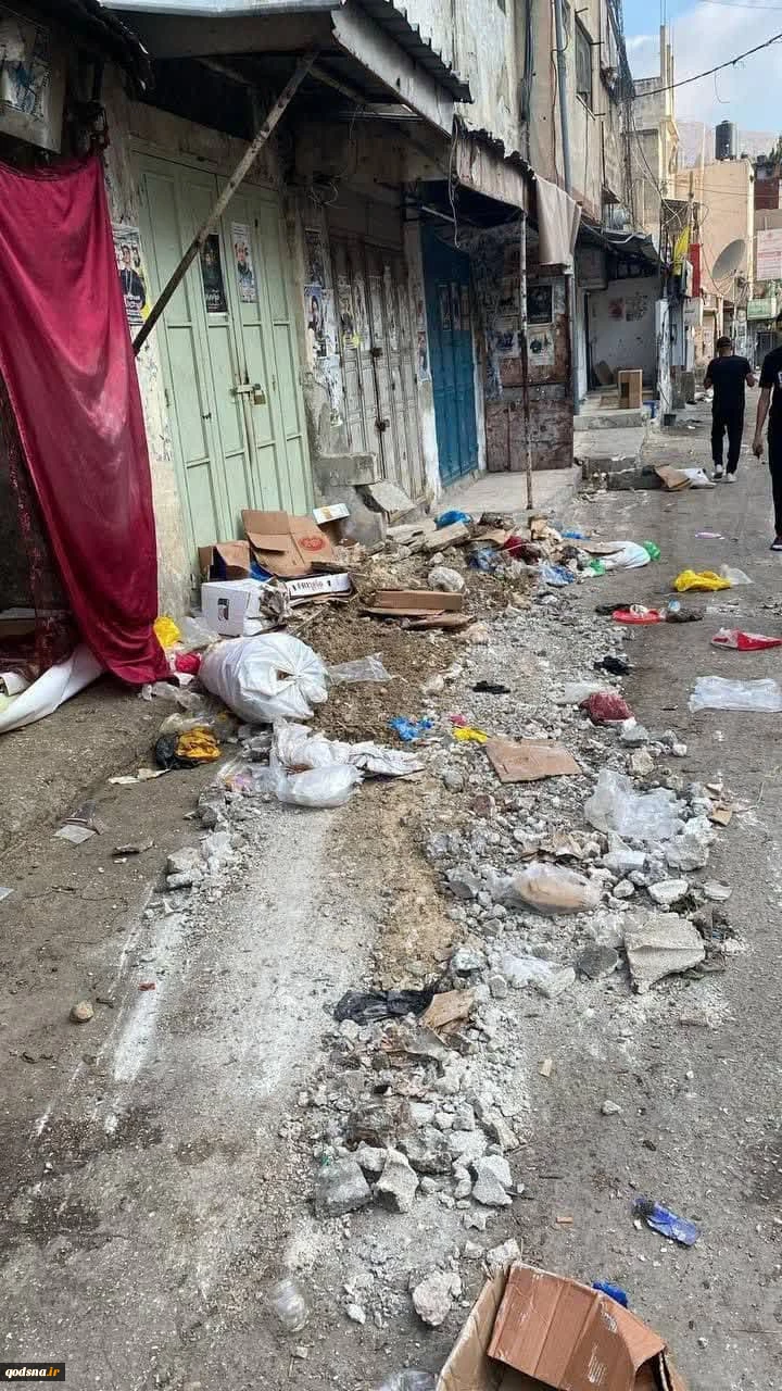 تخریب اماکن در بازار کمپ آوارگان بلاته در شرق شهر نابلس واقع در کرانه باختری از سوی بولدوزرهای ارتش رژیم صهیونیستی 4