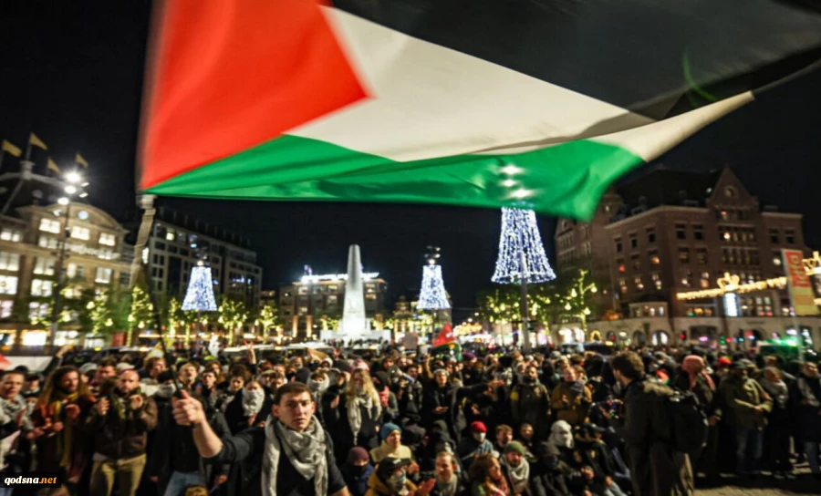 معترضان حامی فلسطین باز هم در آمستردام به خیابان‌ها آمدند 2