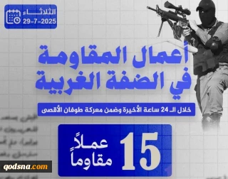 مرکز پژوهشی معطی منتشر کرد؛

 15 عملیات مقاومتی در کرانه باختری در 24 ساعت اخیر+ نمودار