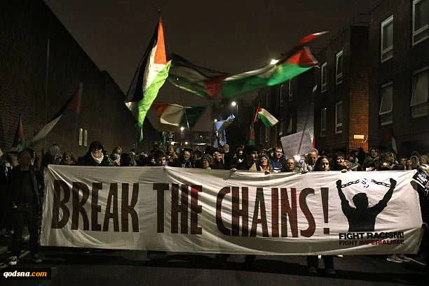 تظاهرات حمایت از فعالان  زندانیِ حامی فلسطین در انگلیسی 2
