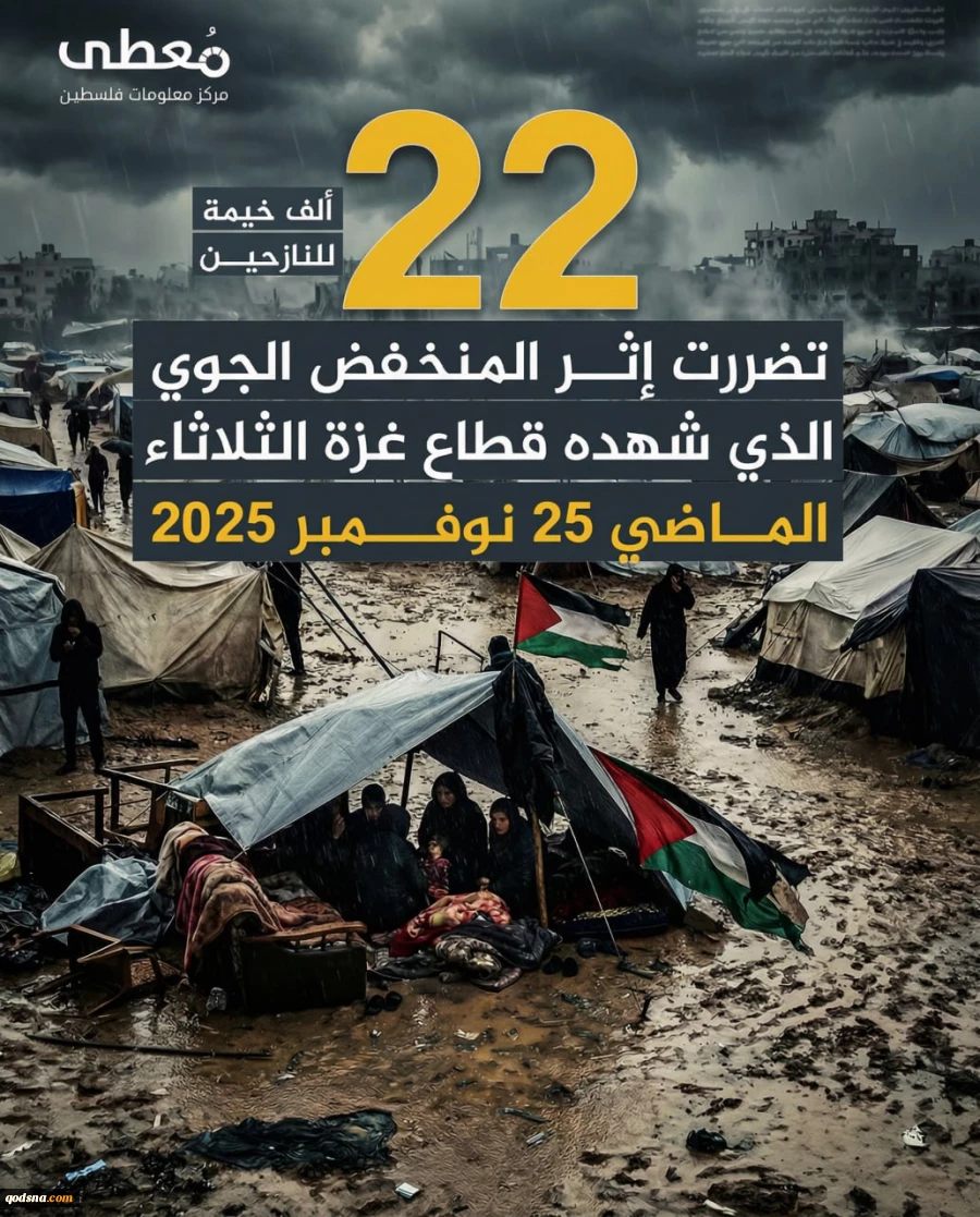 مرکز پژوهشی معطی گزارش داد؛

باران‌های شدید در نوار غزه 22 هزار خیمه آوارگان را ویران کرد 2