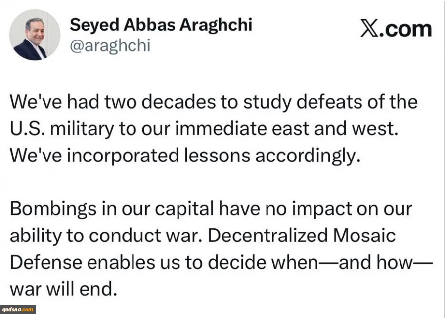 Iran will decide how and when war will end: Araghchi