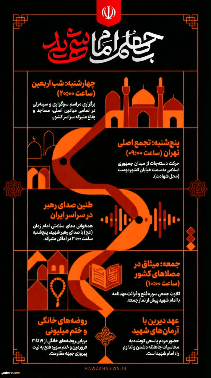 اعلام جزئیات مراسم چهلمین روز عروج قائد شهید امت