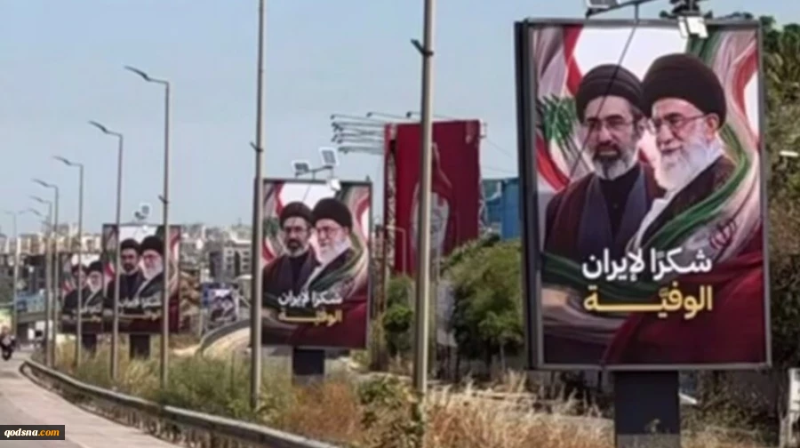 Lebanese display banners lauding Iran’s support for end to Israeli aggression on Lebanon