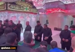 تشييع الجثامين الطاهرة لشهداء أسرة قائد الثورة الشهيد في جوار ضريح الإمام الحسين (ع)