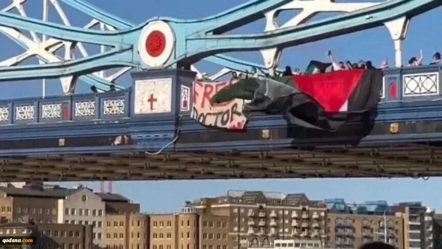Activists raise Palestinian flag on London’s Tower Bridge, call for release of Dr. Hussam Abu Safiya