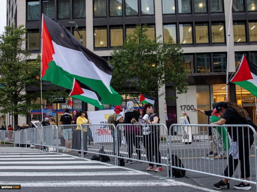 تجمع اعتراضی حامیان فلسطین مقابل کاخ سفید همزمان با سفر نتانیاهو به واشنگتن 2